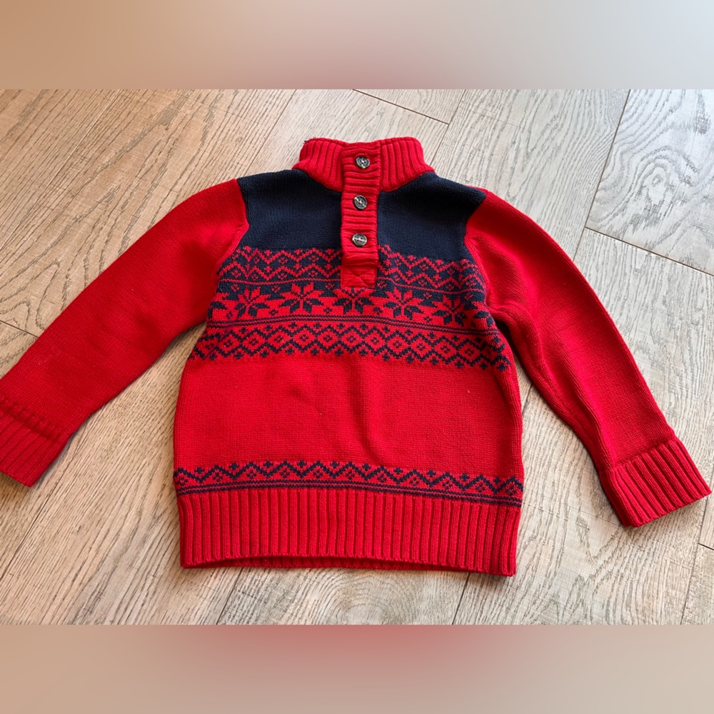 Tommy Hilfiger Boys Red and Navy Holiday Snowflake sweater size 3T